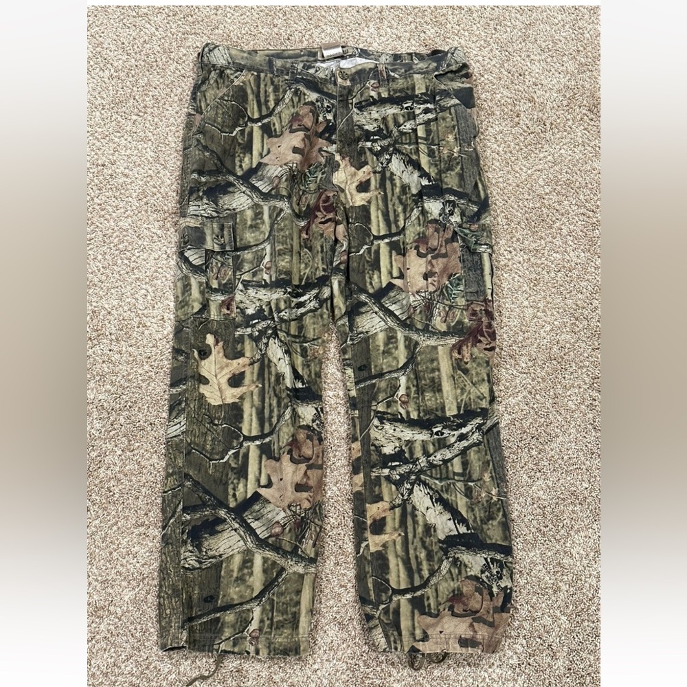 Russell Outdoors Camo Pants Mens XL Brown Mossy Oak Cargo Outdoor Hunting